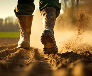 farmer walking in field