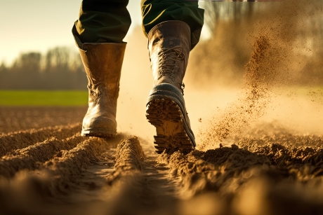 farmer walking in field